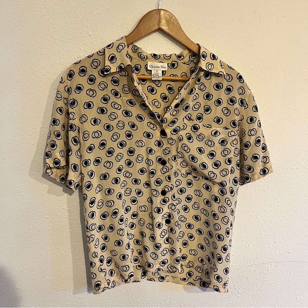 Vintage Dior Beige and Black Patterned Shirt